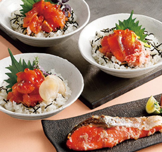「佐藤水産」紅鮭さざ浪漬 鮭いくら海鮮丼3種5食入