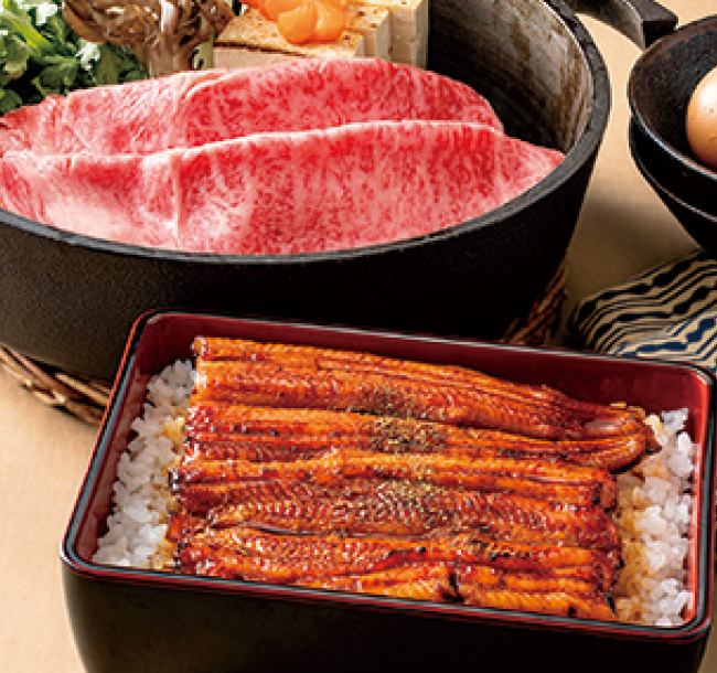 「京都 鰻割烹 まえはら」炭火手焼うなぎ蒲焼と『飛騨牛』すき焼用詰合せ