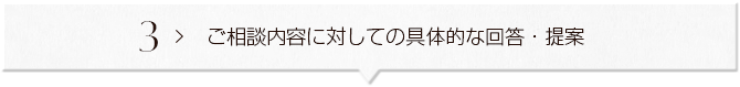 ３ ＞ ご相談ｎ愛用に対してｎお具体的な回答・提案