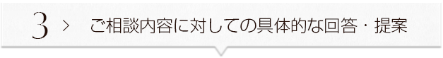 ３ ＞ ご相談ｎ愛用に対してｎお具体的な回答・提案