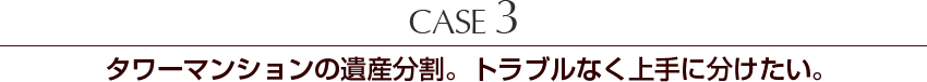 Case3 タワーマンションの遺産分割。トラブルなく上手に分けたい。